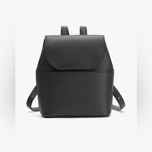 Cuyana Mini Leather Backpack in Black Pebbled Leather